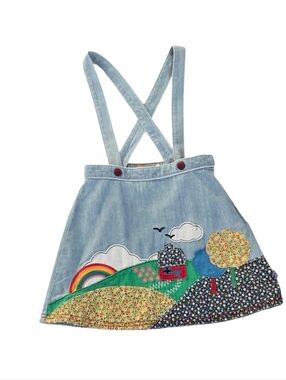 Little Bird By Jools Oliber Chambray Suspender Strap Skirt Sz 6/7